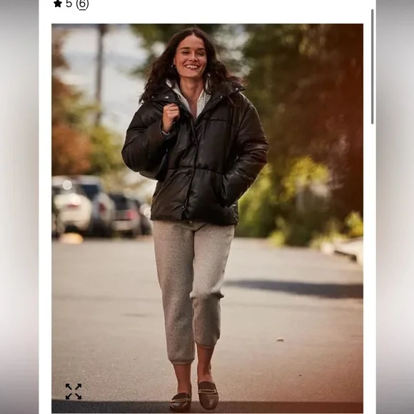 Avec Les Filles Faux-Leather Puffer Coat size medium EUC - Picture 3 of 12